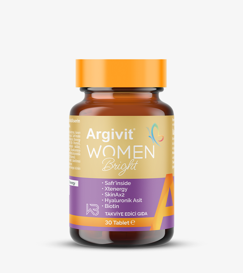 Argivit Women Bright - Safr’inside, Xtenergy, SkinAx2, Hyaluronik Asit, Biotin İçeren Tablet Form Takviye Edici Gıda