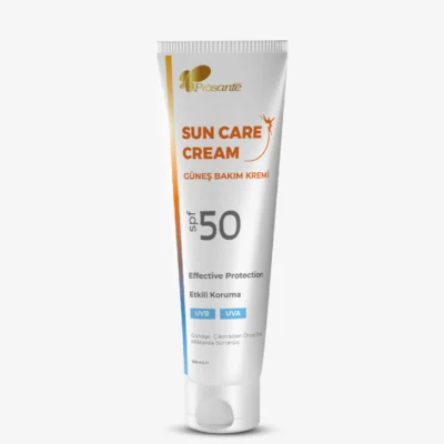 Prosante Güneş Bakım Kremi SPF 50 - UVA ve UVB filtreleri ile güneş ışınlarının olumsuz etkilerine karşı koruma sağlar.