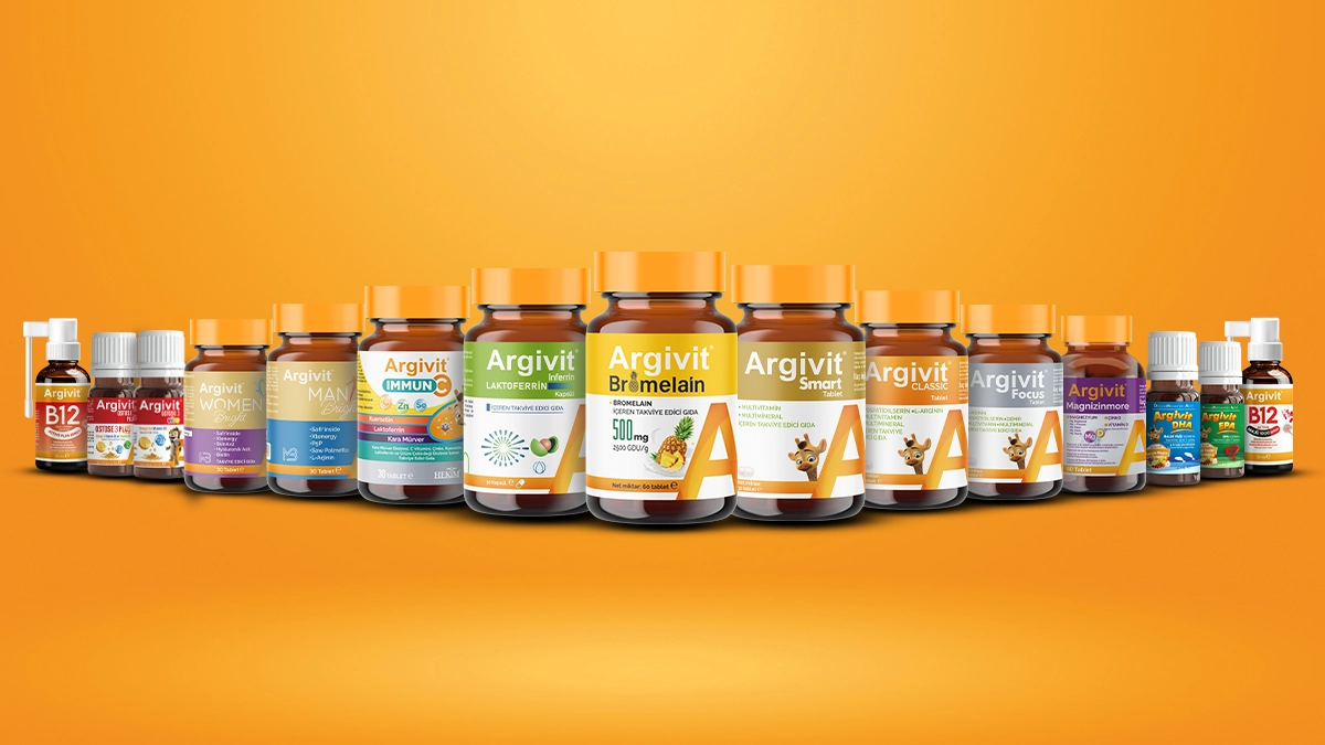 Hekim Pharmaceuticals products: A comprehensive range of dietary supplements and cosmetics, featuring Argivit as the flagship brand.